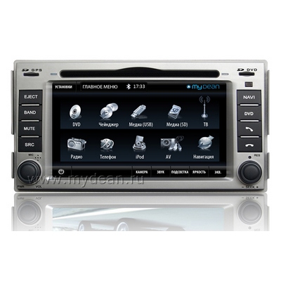  Штатное головное устройство MyDean 7123 для Hyundai Santa Fe.